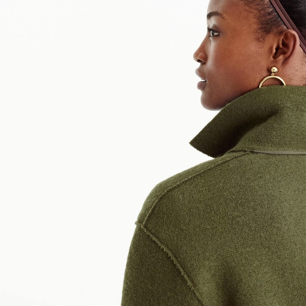 J Crew Dark Moss Boiled Wool Daphne Topcoat 10 - Picture 5 of 9